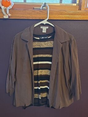 Anna And Frank Brown Open-Front Blazer